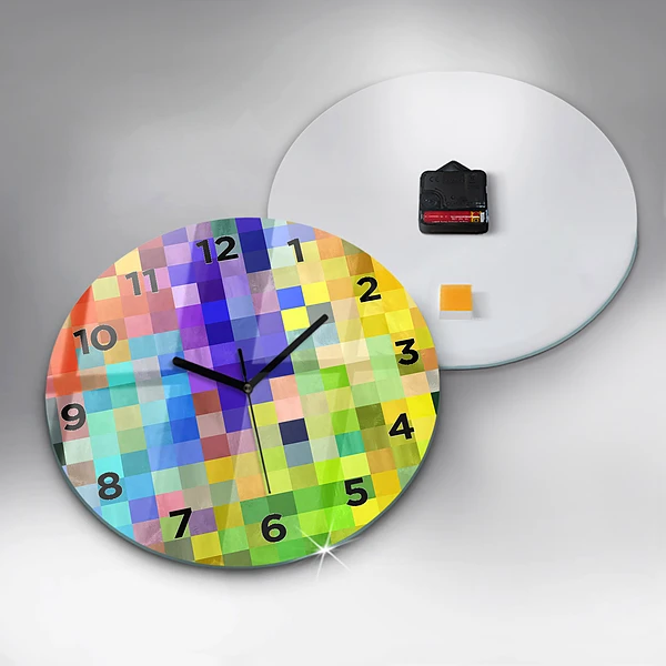 Wanduhr rund mit motiv Komposition von Quadraten