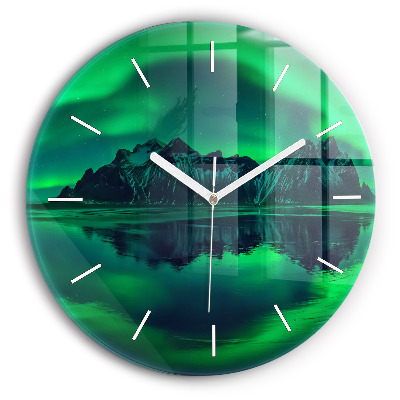Wanduhr rund mit motiv Aurora borealis