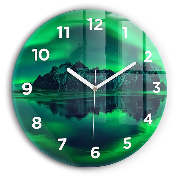 Wanduhr rund mit motiv Aurora borealis