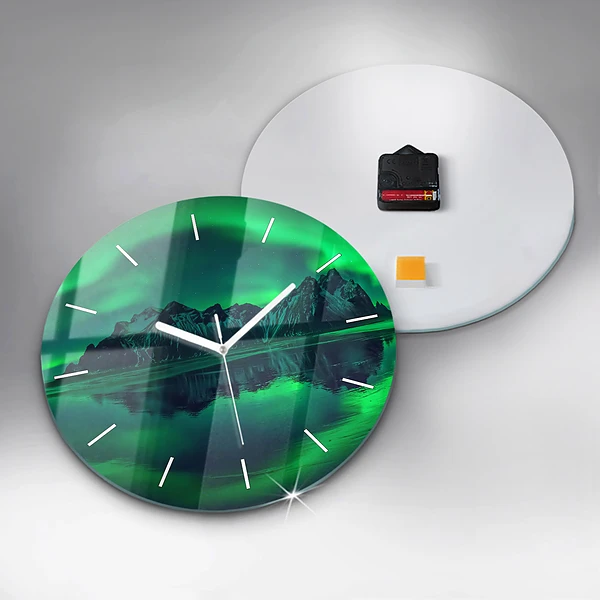 Wanduhr rund mit motiv Aurora borealis