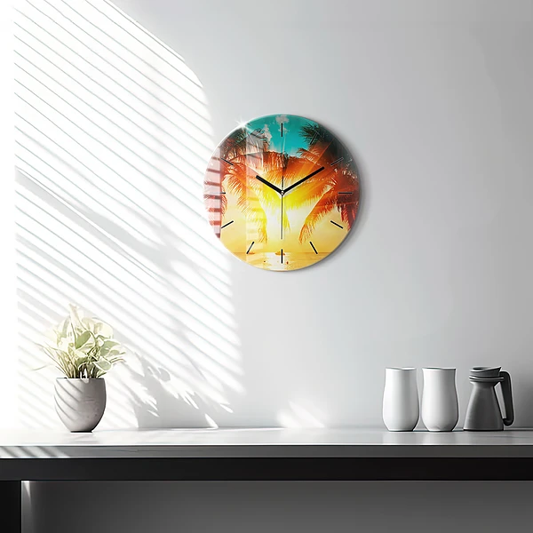 Wanduhr rund mit motiv Urlaub Rest Sommer