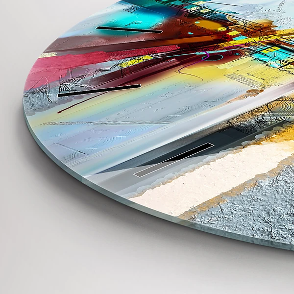 Wanduhr glas rund Abstrakte Öl-Landschaft