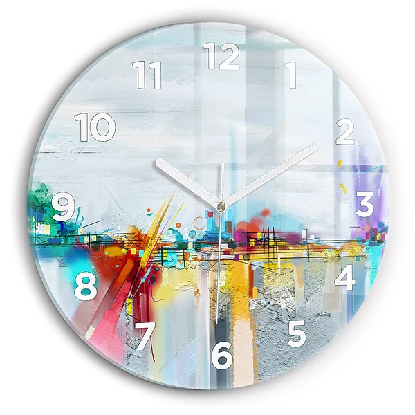 Wanduhr glas rund Abstrakte Öl-Landschaft