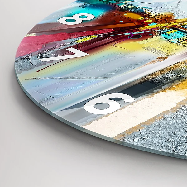 Wanduhr glas rund Abstrakte Öl-Landschaft