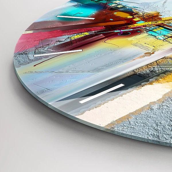Wanduhr glas rund Abstrakte Öl-Landschaft