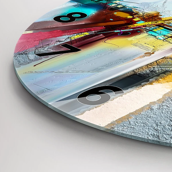 Wanduhr glas rund Abstrakte Öl-Landschaft