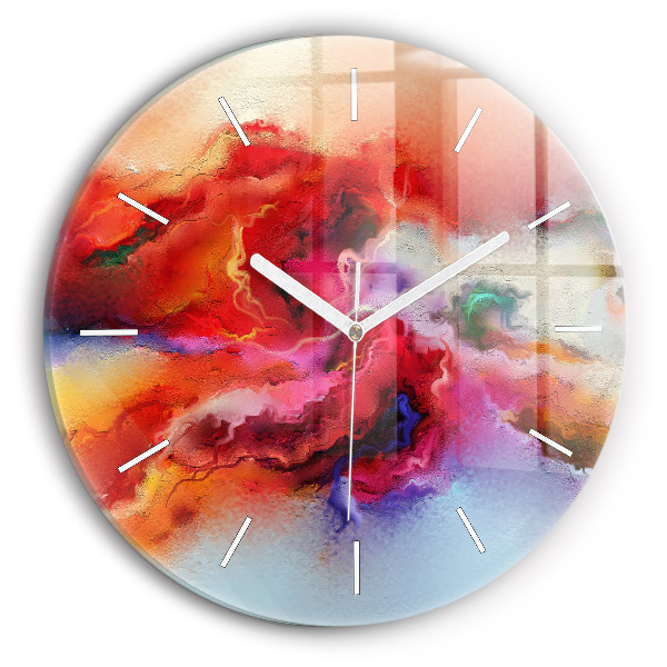 Wanduhr glas rund Verschüttete Farbe