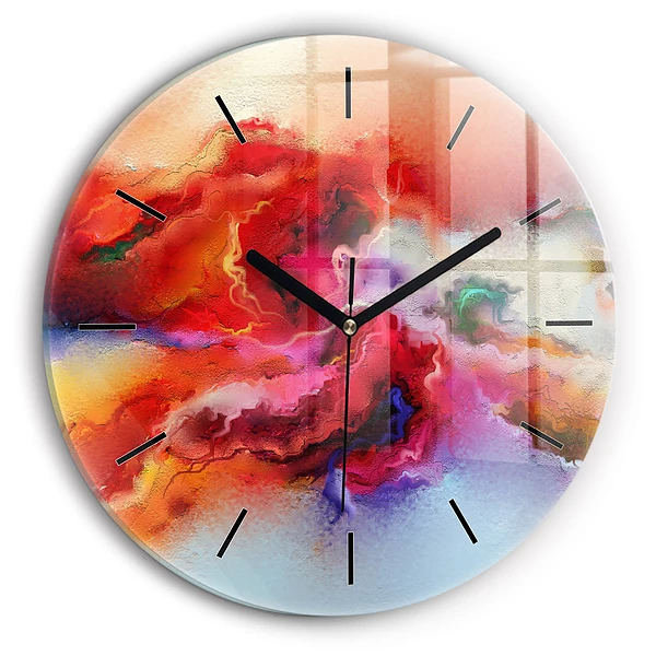 Wanduhr glas rund Verschüttete Farbe
