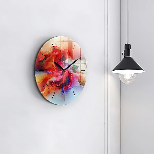 Wanduhr glas rund Verschüttete Farbe