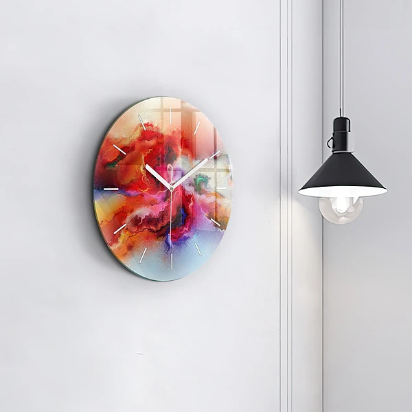 Wanduhr glas rund Verschüttete Farbe