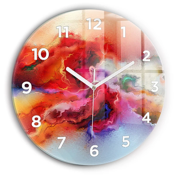 Wanduhr glas rund Verschüttete Farbe