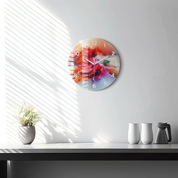 Wanduhr glas rund Verschüttete Farbe