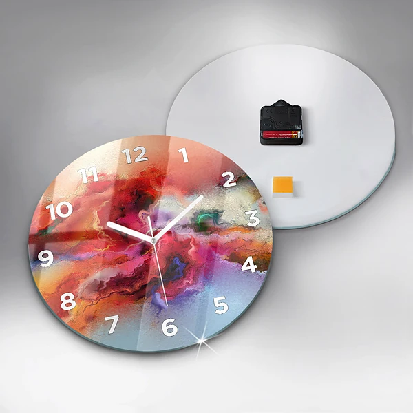 Wanduhr glas rund Verschüttete Farbe