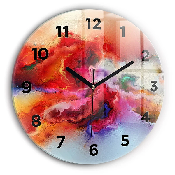 Wanduhr glas rund Verschüttete Farbe