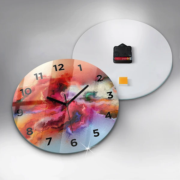 Wanduhr glas rund Verschüttete Farbe