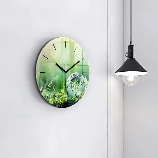 Wanduhr glas rund Weltkugel
