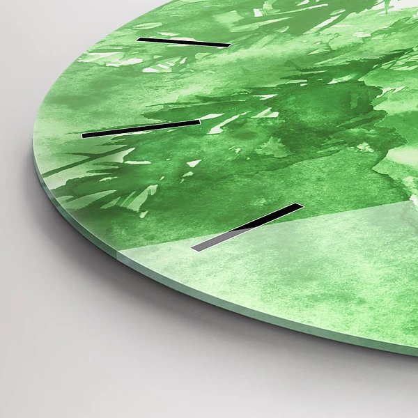 Wanduhr rund Gemälde eines grünen Waldes