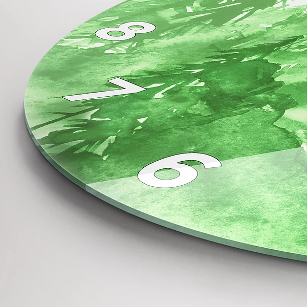 Wanduhr rund Gemälde eines grünen Waldes
