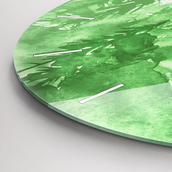 Wanduhr rund Gemälde eines grünen Waldes