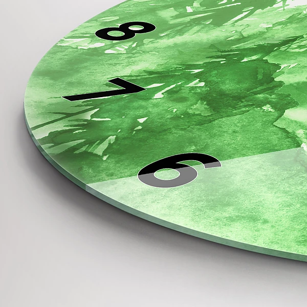 Wanduhr rund Gemälde eines grünen Waldes