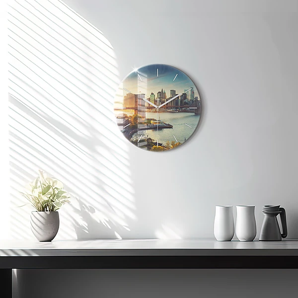Wanduhr glas rund New York Manhattan