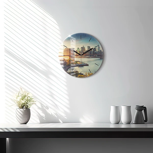 Wanduhr glas rund New York Manhattan