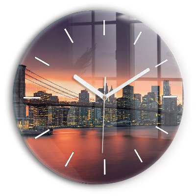 Wanduhr rund mit motiv New Yorker East River