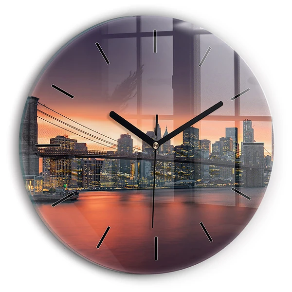 Wanduhr rund mit motiv New Yorker East River