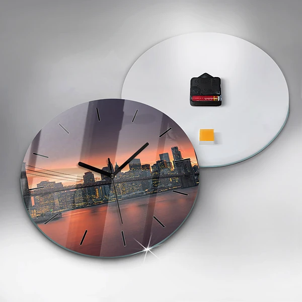 Wanduhr rund mit motiv New Yorker East River