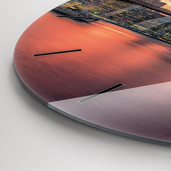 Wanduhr rund mit motiv New Yorker East River