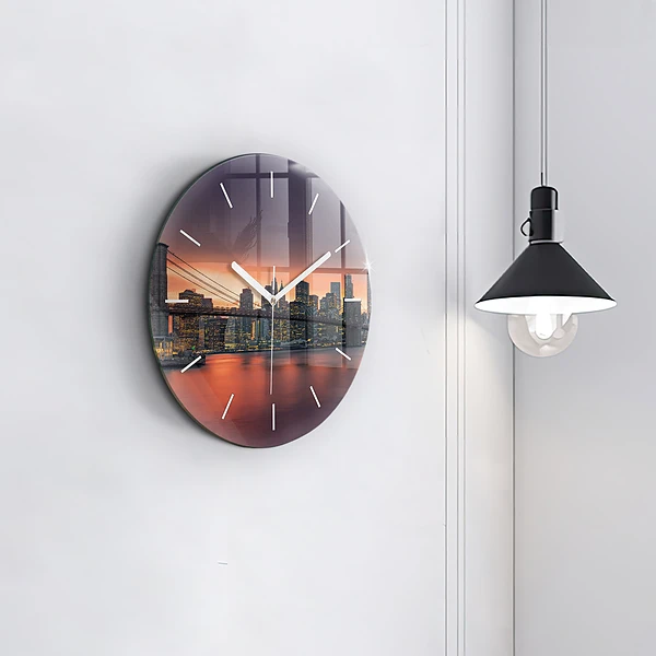 Wanduhr rund mit motiv New Yorker East River
