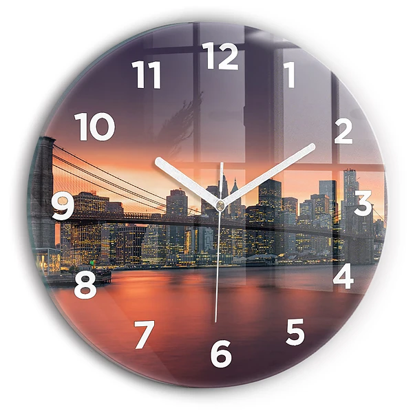 Wanduhr rund mit motiv New Yorker East River