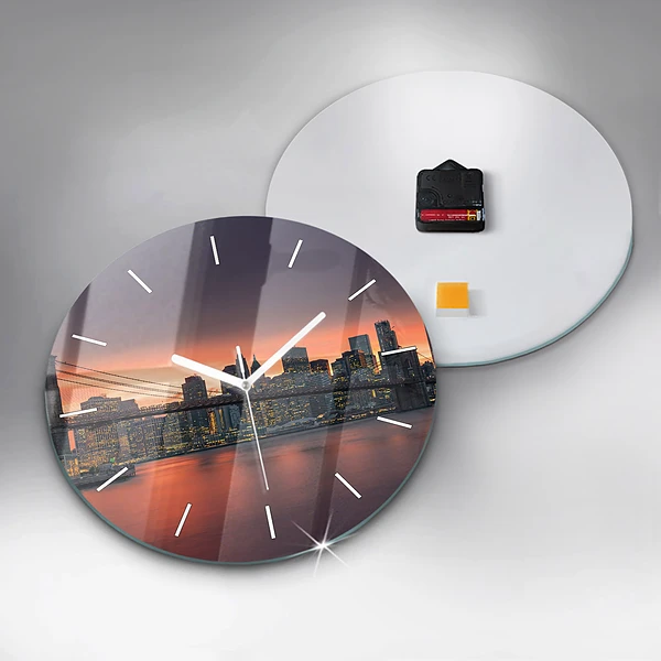 Wanduhr rund mit motiv New Yorker East River