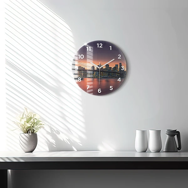Wanduhr rund mit motiv New Yorker East River