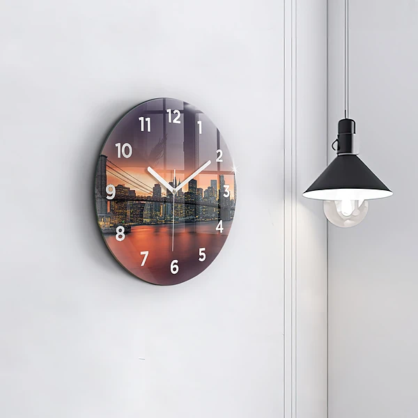 Wanduhr rund mit motiv New Yorker East River