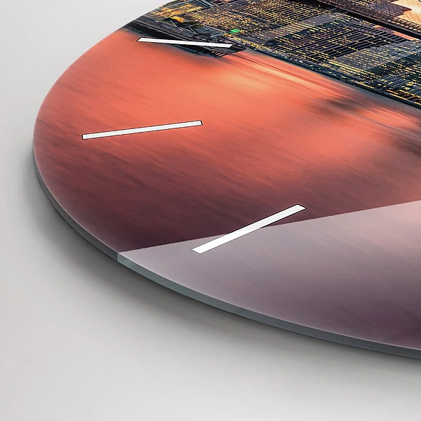 Wanduhr rund mit motiv New Yorker East River