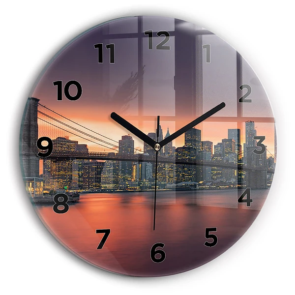 Wanduhr rund mit motiv New Yorker East River