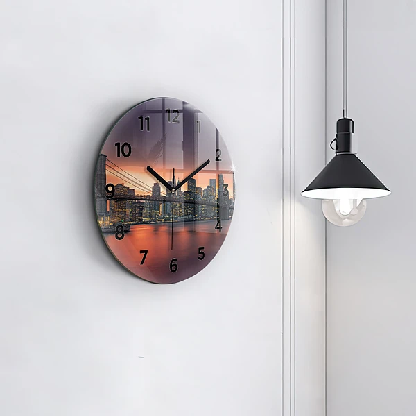 Wanduhr rund mit motiv New Yorker East River