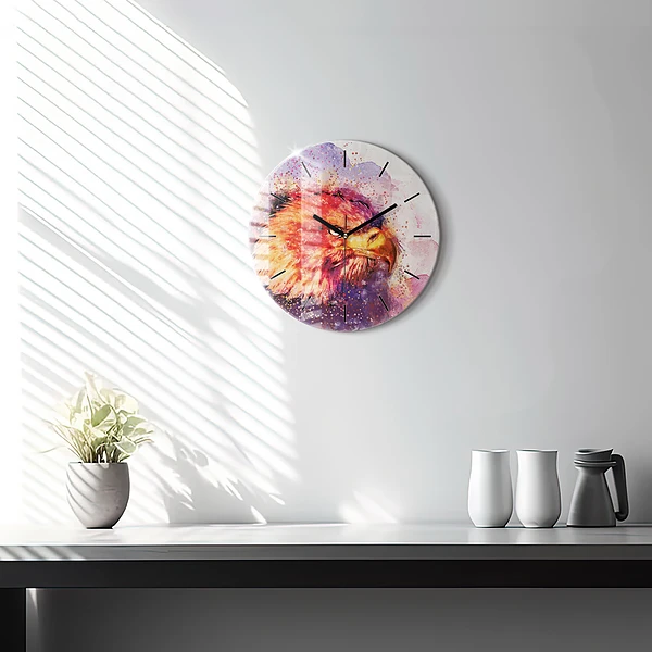 Wanduhr rund mit motiv Aquarell Adler