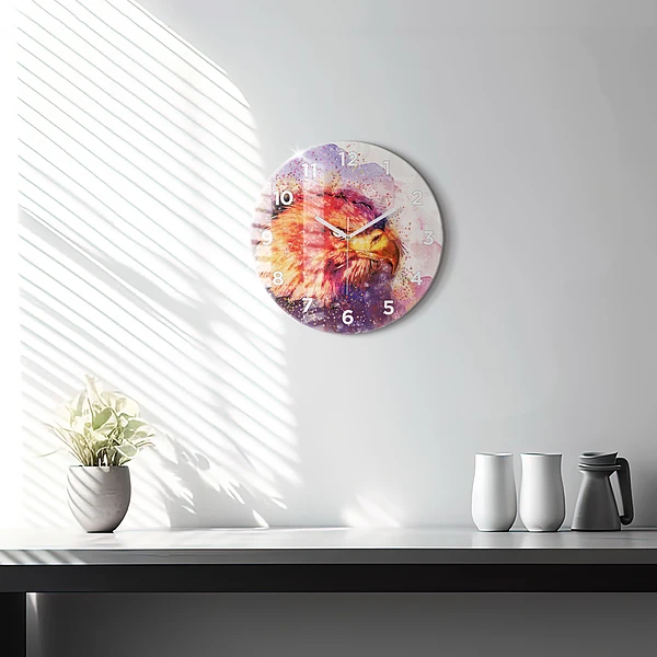 Wanduhr rund mit motiv Aquarell Adler