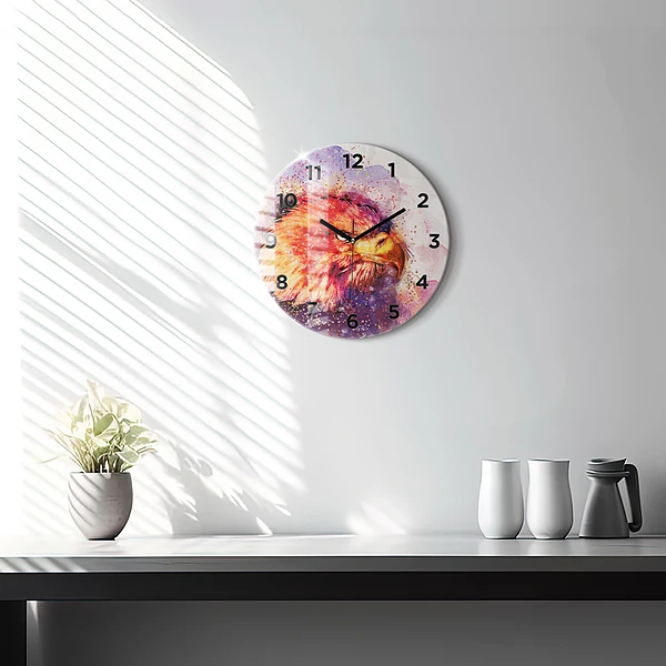 Wanduhr rund mit motiv Aquarell Adler