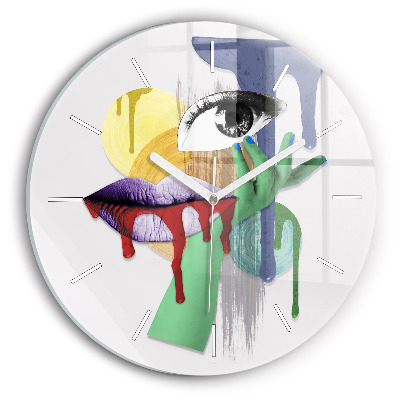 Wanduhr glas rund Surrealistische Collage