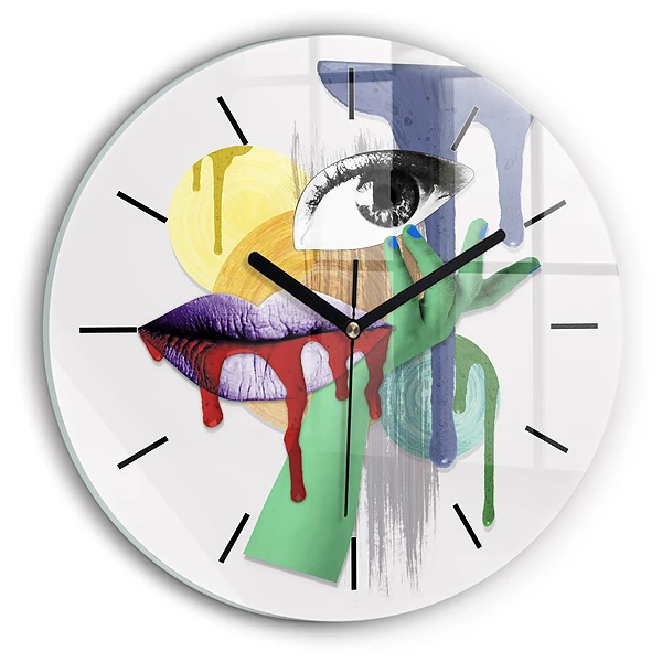 Wanduhr glas rund Surrealistische Collage
