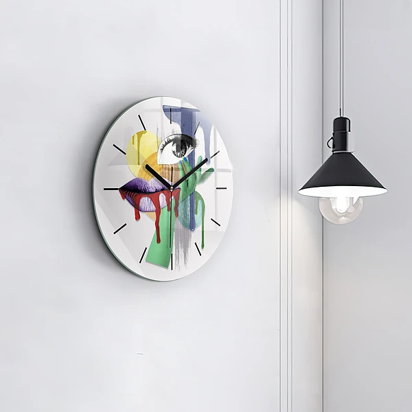 Wanduhr glas rund Surrealistische Collage