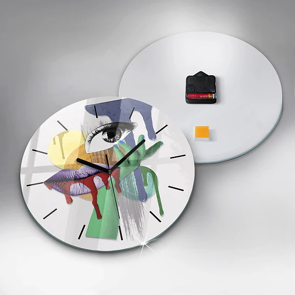 Wanduhr glas rund Surrealistische Collage