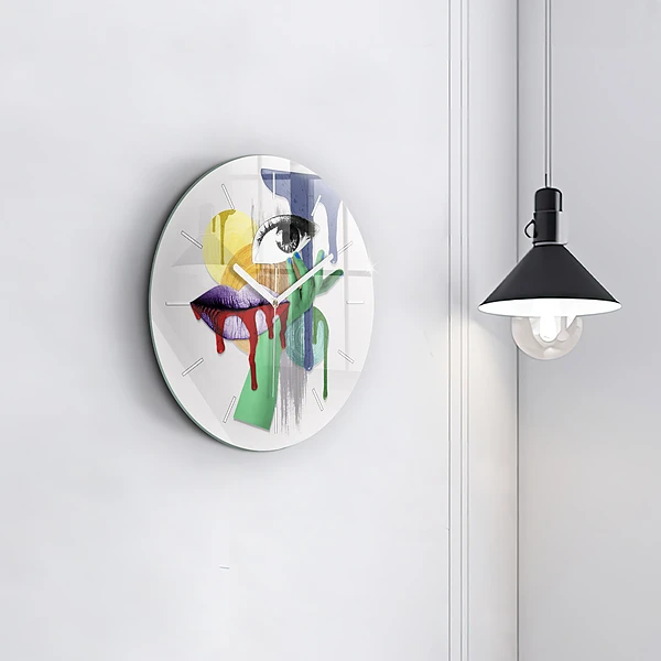 Wanduhr glas rund Surrealistische Collage