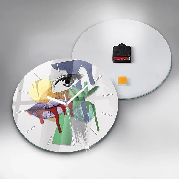Wanduhr glas rund Surrealistische Collage