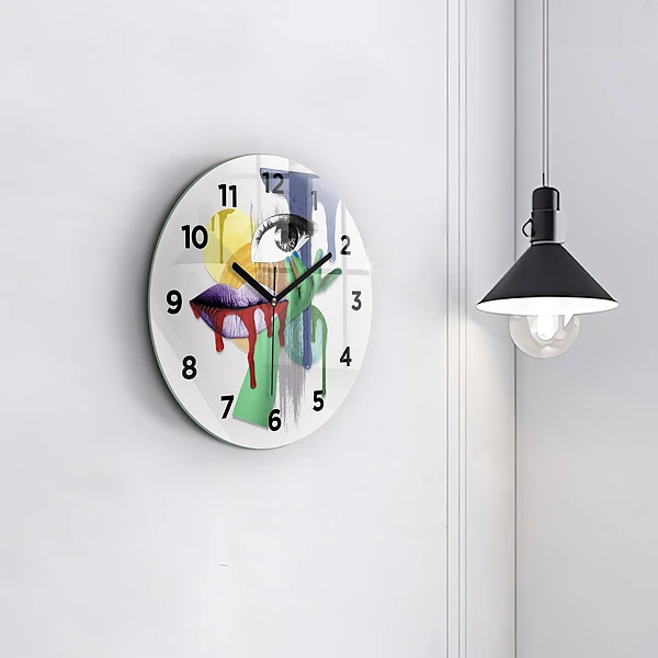 Wanduhr glas rund Surrealistische Collage