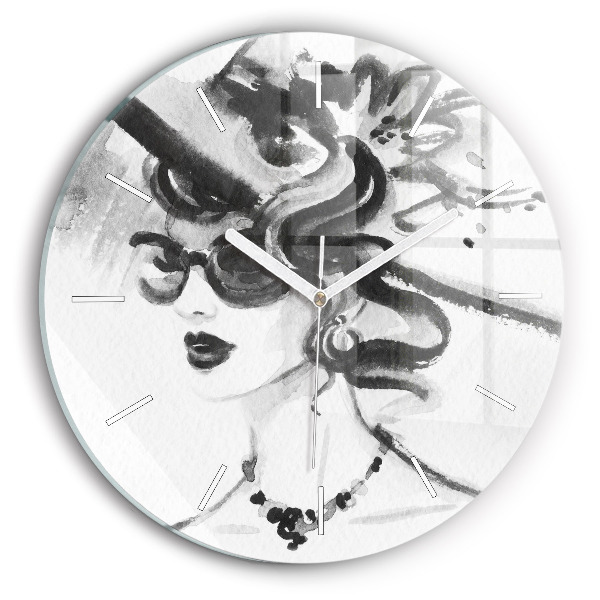 Wanduhr rund Modische Frau