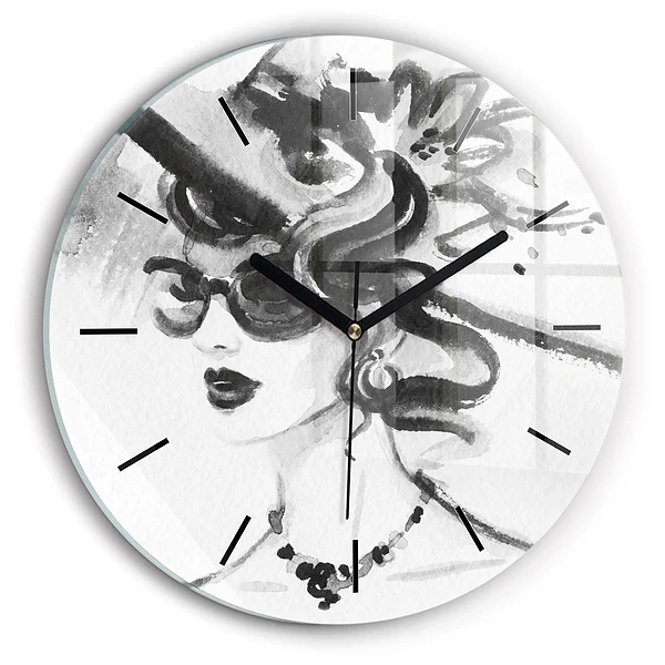 Wanduhr rund Modische Frau